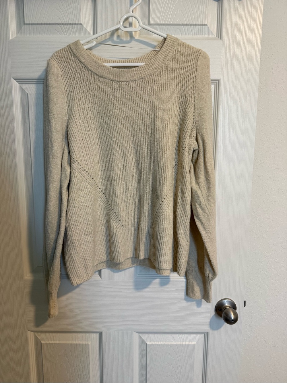 Lane Bryant Cream Ribbed Crewneck Sweater